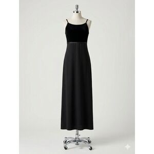 Vintage 90s Whimsigoth Byer Too! Black Velvet Maxi Dress Empire Waist  Jrs M